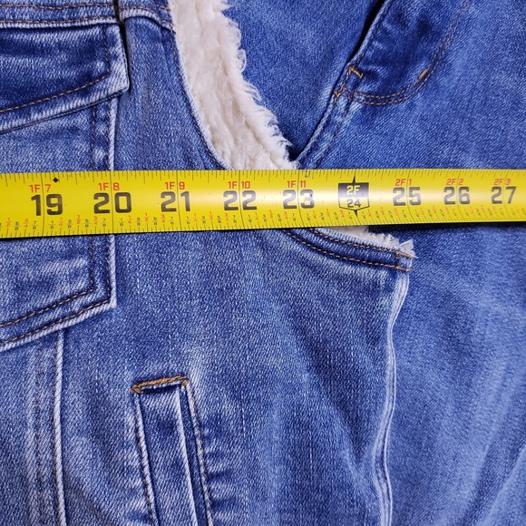 Judy Blue Jeans & Denim Vest Set XL 16W High Waist Sherpa Lined Shearling Cuff - Picture 6 of 16